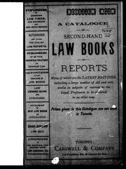 Cover of A catalogue of second-hand law books and reports by Carswell Company.