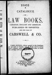 Front cover of A catalogue of law books by Carswell & Co., Law Publishers.