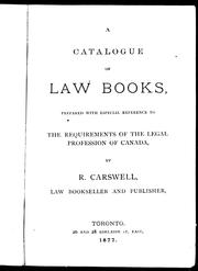 Front cover of A catalogue of law books prepared with especial reference to the requirements of the legal profession of Canada by R. Carswell