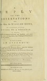Front cover of A reply to the observations of Lieut. Gen. Sir William Howe, on a pamphlet, entitled Letters to a nobleman by Joseph Galloway