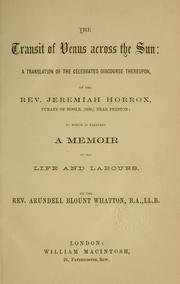 Cover of Transit of Venus across the sun by Jeremiah Horrocks