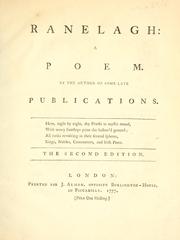 Front cover of Ranelagh: a poem by Author of some late publications.