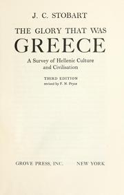 Front cover of The glory that was Greece by J. C. Stobart