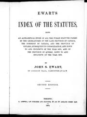 Cover of Ewart's index of the statutes by John S. Ewart