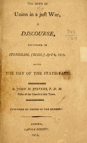 Front cover of The duty of union in a just war by Stevens, John H.
