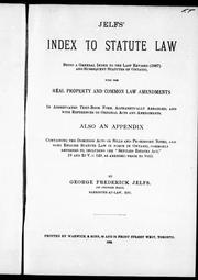 Front cover of Jelfs' index to statute law by George Frederick Jelfs