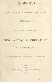 Front cover of Thoughts on the mixed character of government institutions in Ireland by Carlile, James
