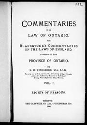 Cover of Commentaries on the law of Ontario by R. E. Kingsford