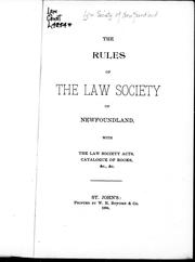 Front cover of The rules of the Law Society of Newfoundland by Law Society of Newfoundland.