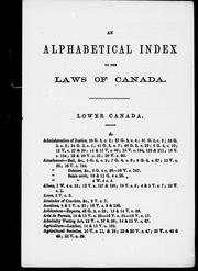 Front cover of An alphabetical index to the laws of Canada by E. C. Glackemeyer
