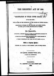 Front cover of The Registry Act of 1865 by Samuel George Wood