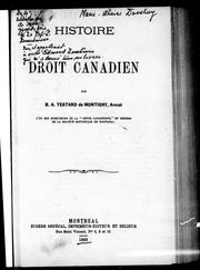 Front cover of Histoire de droit canadien by B. A. T. de Montigny
