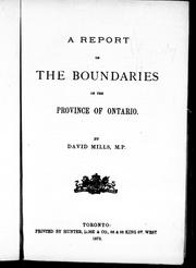 Front cover of A report on the boundaries of the province of Ontario by Mills, David