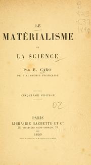 Cover of Le matérialisme et la science by E. Caro