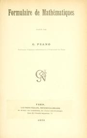 Cover of Formulaire des mathematiques by Giuseppe Peano