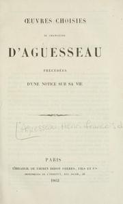 Cover of Oeuvres choisies du chancelier d'Aguesseau by Aguesseau, H. Fr. d'
