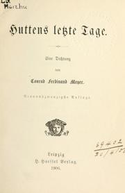 Cover of Huttens letzte Tage by Conrad Ferdinand Meyer