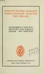 Cover of Sibyllinische Blätter des Magus by Hamann, Johann Georg