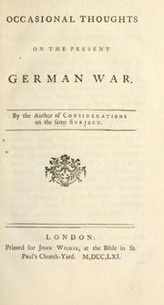 Front cover of Occasional thoughts on the present German war by Israel Mauduit