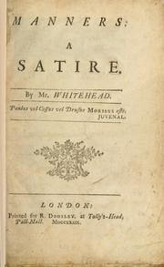 Cover of Manners by Whitehead, Paul