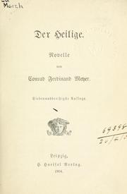Cover of Der Heilige by Conrad Ferdinand Meyer