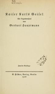 Cover of Kaiser Karls Geisel by Gerhart Hauptmann