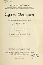 Cover of Agnes Bernauer by Friedrich Hebbel