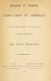 Front cover of Origines et progrès de l'éducation en Amérique by Charles Barneaud