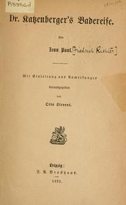 Front cover of Dr. Katzenbergers Badereise by Jean Paul