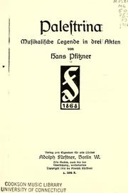 Cover of Palestrina by Hans Erich Pfitzner