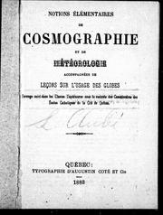 Front cover of Notions élémentaires de cosmographie et de météorologie by Jacques Crémazie