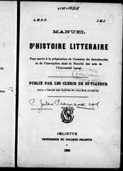 Front cover of Manuel d'histoire littéraire by Jules Peemans