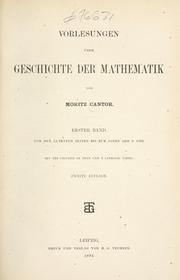 Cover of Vorlesungen uber Geschichte der Mathematik by Moritz Benedikt Cantor