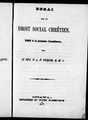 Cover of Essai sur le droit social chrétien by L. P. Paquin