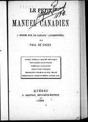 Cover of Le petit manuel canadien by Paul de Cazes