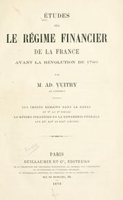 Front cover of Études sur le régime financier de la France avant la révolution de 1789 by Adolphe Vuitry
