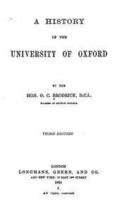 Front cover of A History of the University of Oxford by George C. Brodrick
