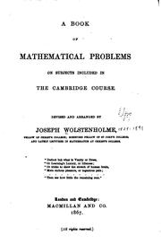 Front cover of A book of mathematical problems on subjects included in the Cambridge course by Joseph Wolstenholme