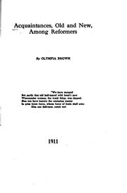 Front cover of Acquaintances, old and new, among reformers by Olympia Brown