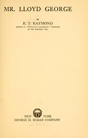 Cover of Mr. Lloyd George by Raymond, E. T.