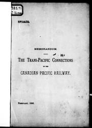 Front cover of Memorandum by Canadian Pacific Railway Company