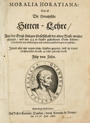 Front cover of Moralia Horatiana, das ist, Die horatzische Sitten-Lehre by Horace