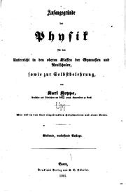 Front cover of Anfangsgründe der Physik für den Unterricht in den oberen Klassen der .. by Karl Koppe
