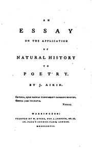 Front cover of An essay on the application of natural history to poetry by John Aikin