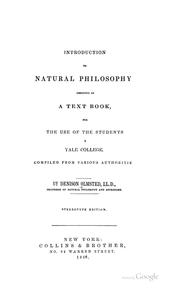 Cover of An Introduction to Natural Philosophy: Designed as a Text-book, for the Use the of Students [i]n .. by Denison Olmsted