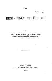 Front cover of The Beginnings Of Ethics by Carroll Cutler