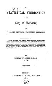Front cover of A statistical vindication of the city of London by Scott, Benjamin.