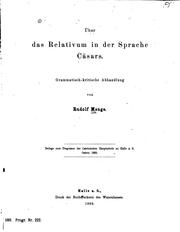 Cover of Über das Relativum in der Sprache Cäsars: Grammatisch-kritische Abhandlung by Rudolf Menge