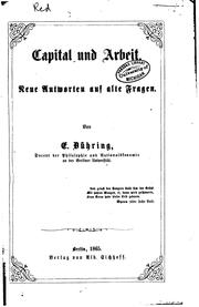 Cover of Capital und Arbeit: Neue Antworten auf alte Fragen by Eugen Karl Dühring