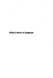 Front cover of Christ's Secret of Happiness by Lyman Abbott